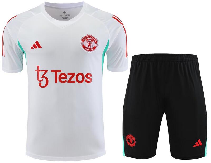 Manchester United 2023/24 White Training Uniforms (Shirt+Shorts)