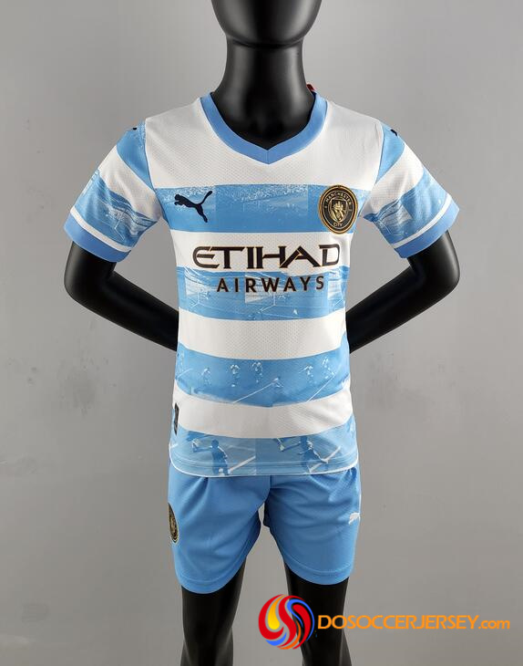 Manchester City 2022/23 Special Kids Blue Soccer Kit Children Shirt + Shorts