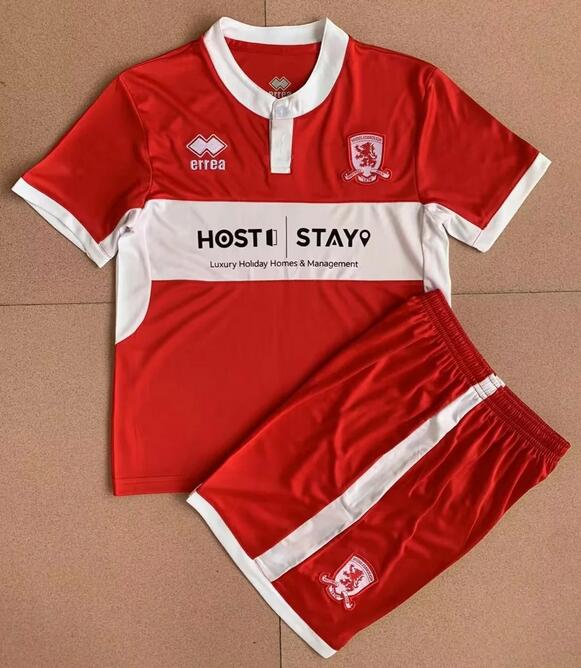 Middlesbrough 2022/23 Home Kids Soccer Jersey Kit Children Shirt and Shorts