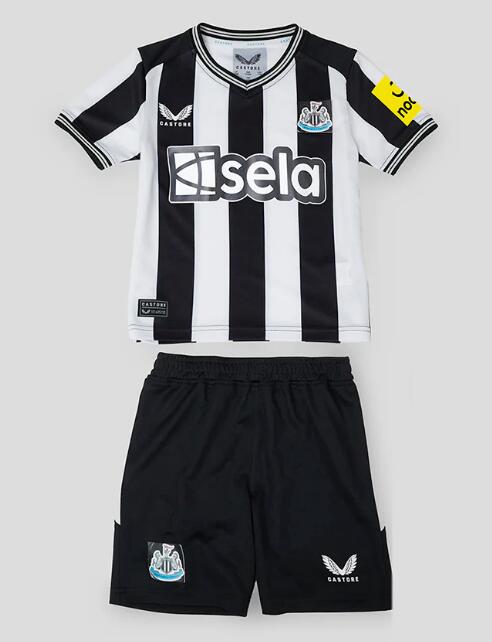 Newcastle United 2023/24 Home Kids Soccer Jersey Kit Children Shirt and Shorts