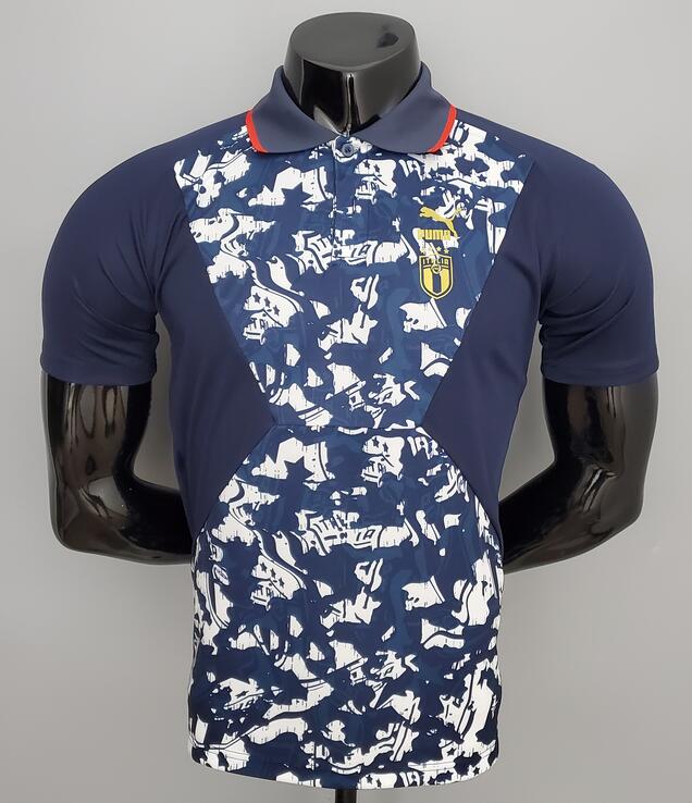 Italy 2021/22 White Blue Polo Shirt