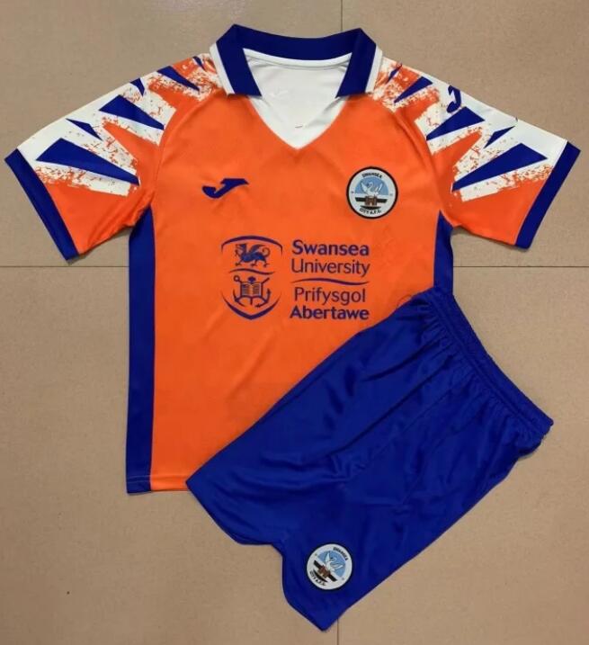Swansea City 2022/23 Away Kids Soccer Jersey Kit Children Shirt and Shorts