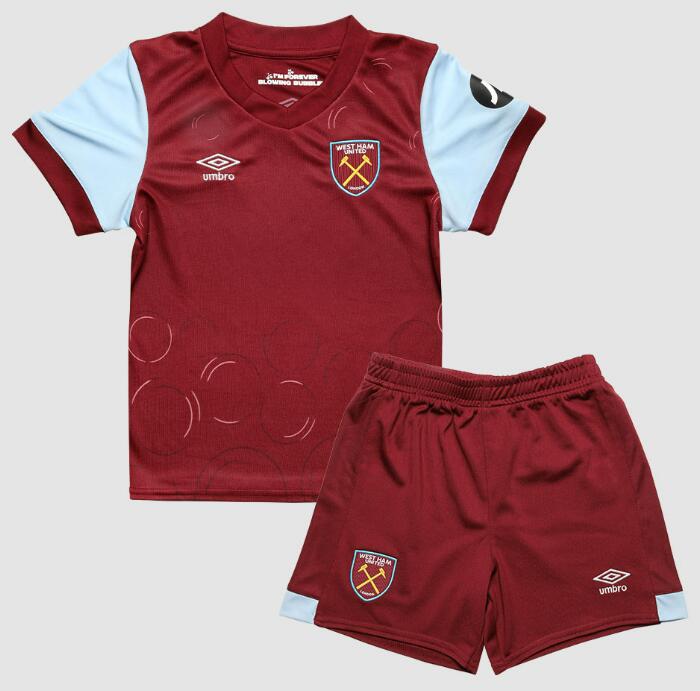 West Ham United 2023/24 Home Kids Soccer Kit Children Shirt + Shorts