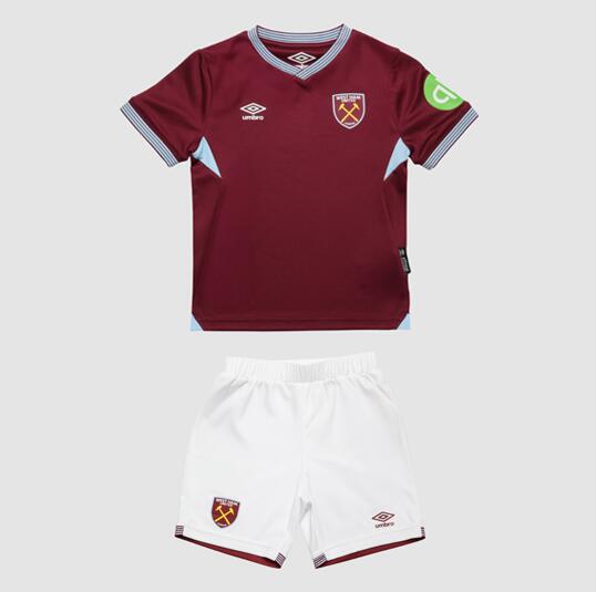 West Ham United 2025/26 Home Kids Soccer Kit Children Shirt + Shorts