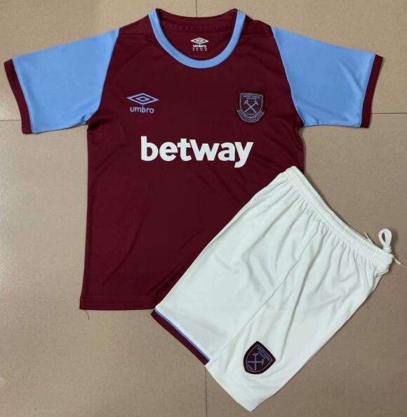 West Ham United 2020/21 Home Kids Soccer Kit Children Shirt + Shorts