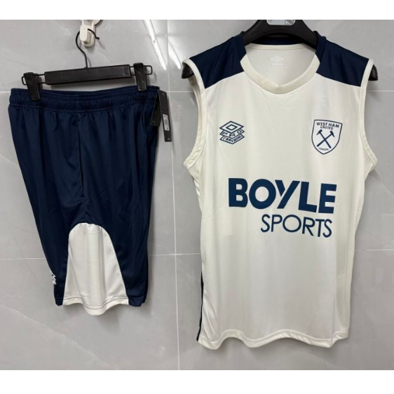 West Ham United 2025/26 Beige Training Vest Uniforms (Shirt+Shorts)