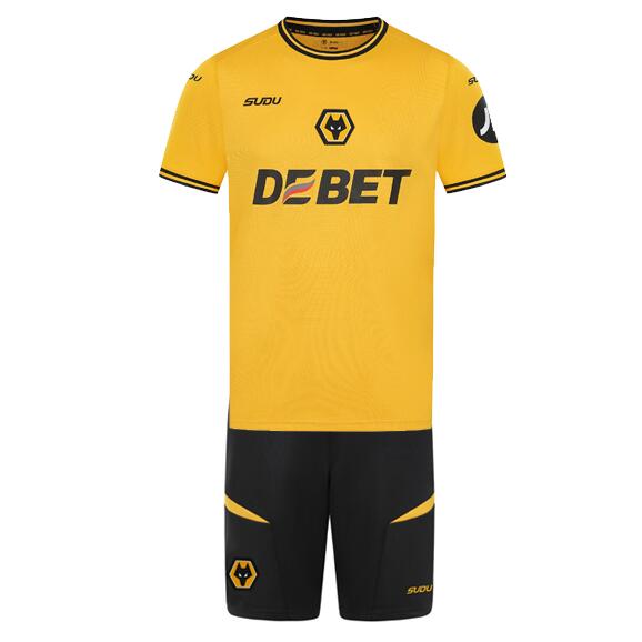 Wolverhampton Wanderers 2024/25 Home Kids Soccer Kit Children Shirt + Shorts