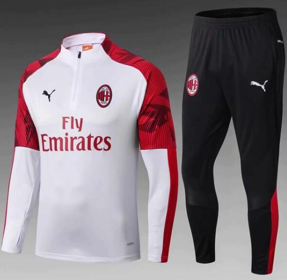 AC Milan 2020/21 White Red Training Suits (Sweatshirt+Trousers)