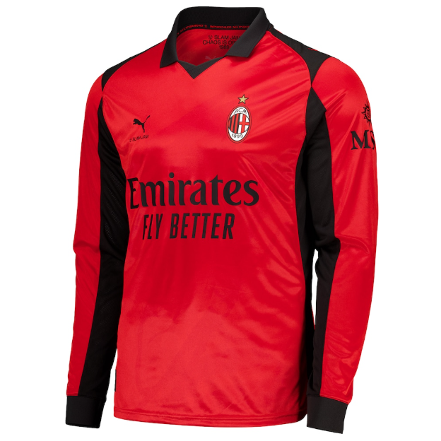 AC Milan 2025/26 Fourth Red Long Sleeved Shirt Soccer Jersey