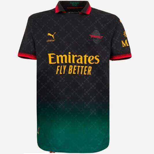 AC Milan 2024/25 Fourth Black Green Match Version Shirt Soccer Jersey