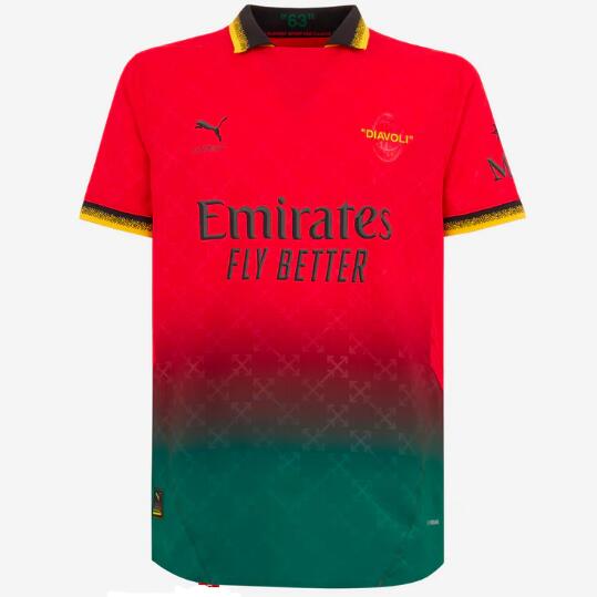 AC Milan 2024/25 Fourth Red Green Match Version Shirt Soccer Jersey