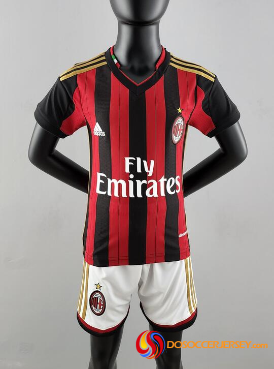 AC Milan 2013/14 Kids Home Soccer Kit Children Shirt + Shorts