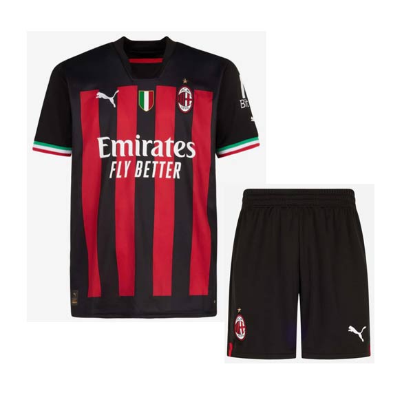 AC Milan 2022/23 Home Kids Soccer Kits Children Shirt + Shorts