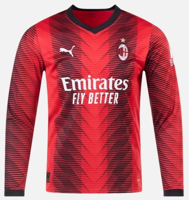AC Milan 2023/24 Home Long Sleeved Shirt Soccer Jersey