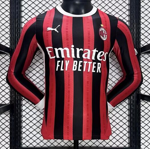 AC Milan 2024/25 Home Long Sleeved Match Version Shirt Soccer Jersey