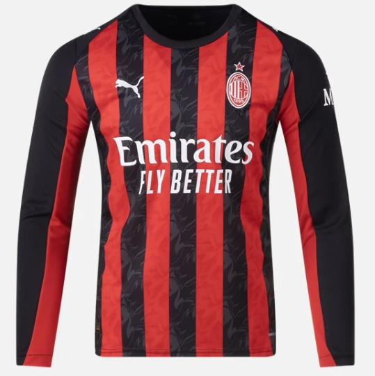 AC Milan 2025/26 Home Long Sleeve Shirt Soccer Jersey