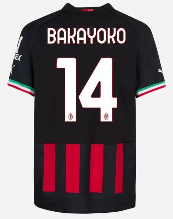 AC Milan 2022/23 Home 14 BAkAYOKO Shirt Soccer Jersey