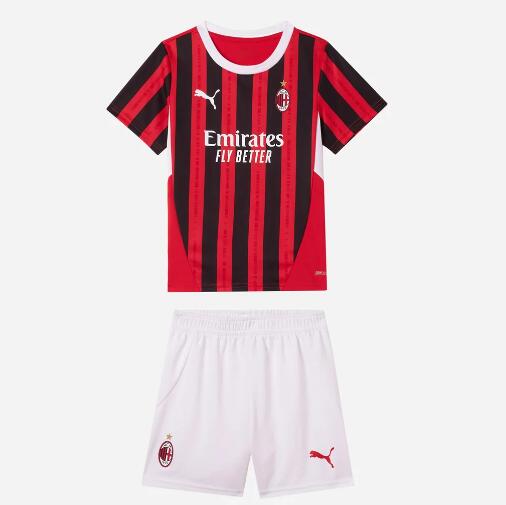 AC Milan 2024/25 Home Kids Soccer Kits Children Shirt + Shorts
