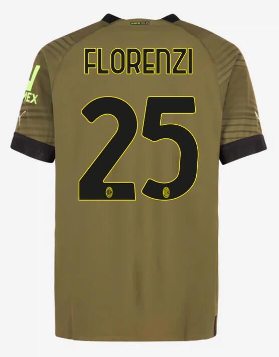 AC Milan 2022/23 Third 25 FLORENZI Shirt Soccer Jersey