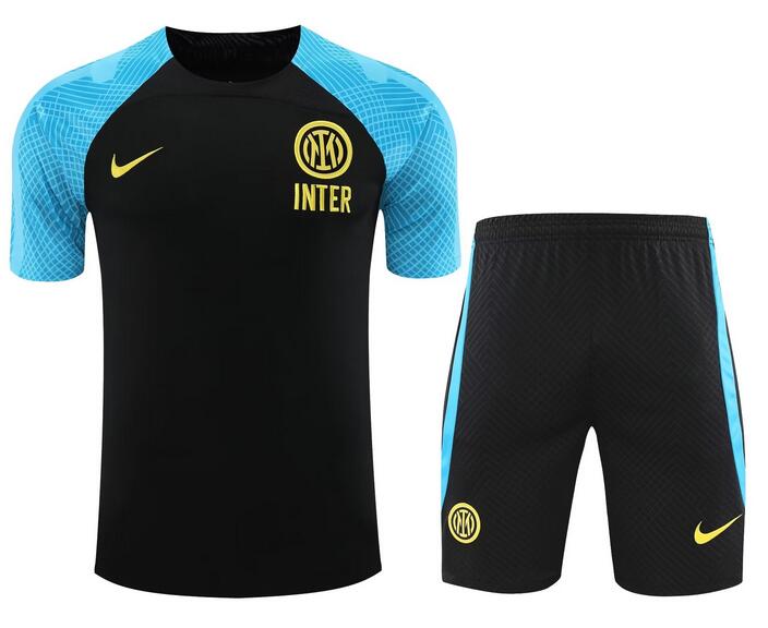 Inter Milan 2023/24 Black Blue Training Uniforms (Shirt+Shorts)