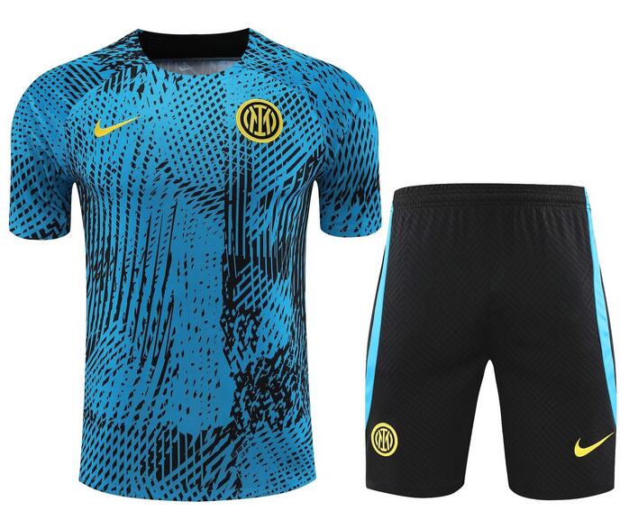 Inter Milan 2023/24 Blue Black Training Uniforms (Shirt+Shorts)