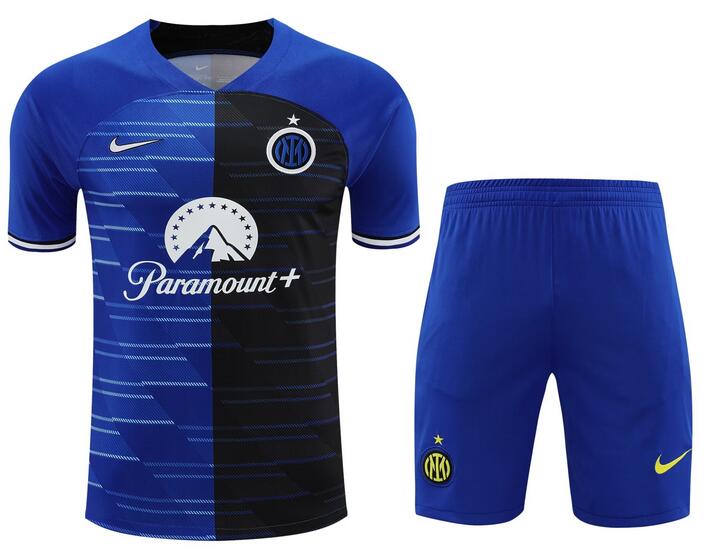 Inter Milan 2023/24 Blue Black Training Uniforms (Shirt+Shorts)