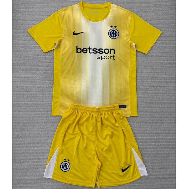 Inter Milan 2025/26 Goalkeeper Kids Soccer Kit Children Shirt And Shorts