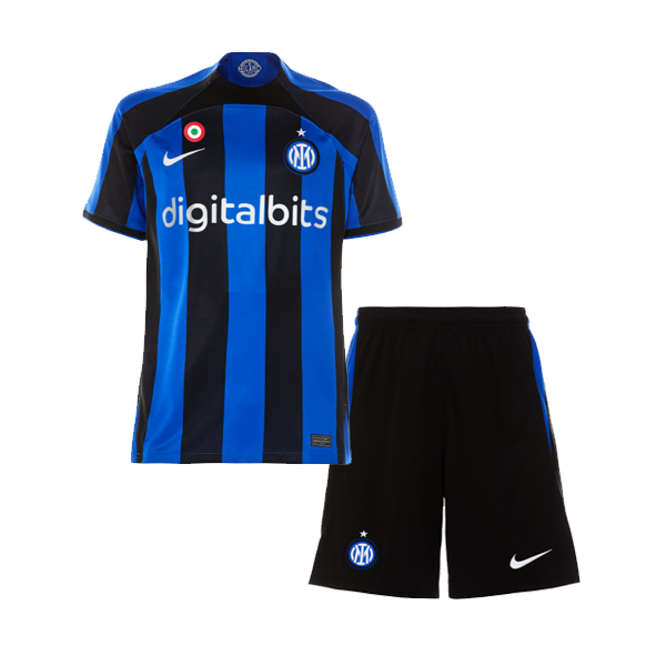 Inter Milan 2022/23 Home Kids Soccer Kit Children Shirt And Shorts