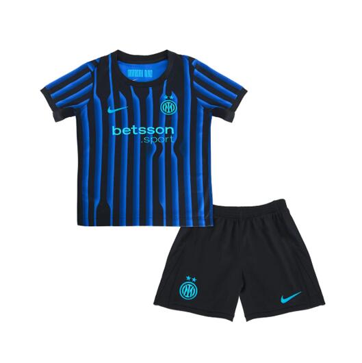 Inter Milan 2025/26 Home Kids Soccer Kit Children Shirt And Shorts