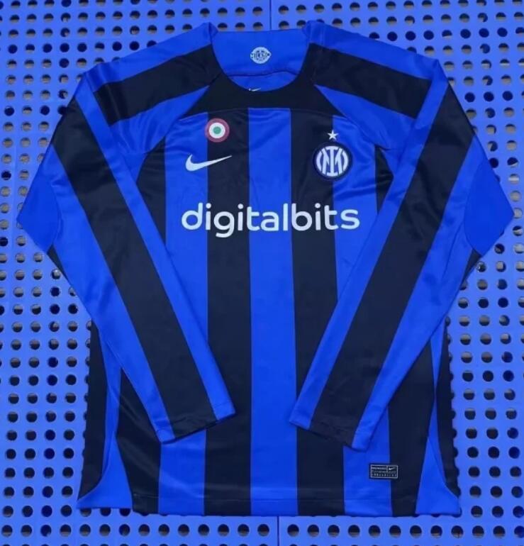 Inter Milan 2022/23 Home Long Sleeved Shirt Soccer Jersey