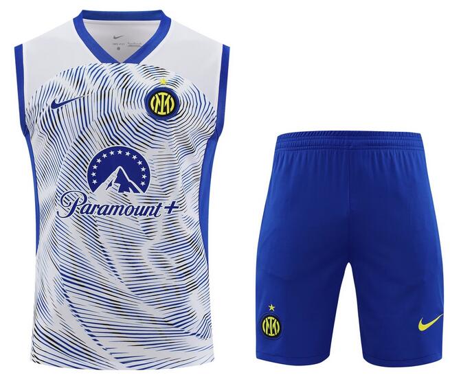 Inter Milan 2023/24 White Vest Training Uniforms (Shirt+Shorts)