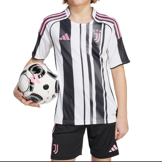 Juventus 2025/26 Home Kids Soccer Team Kit Children Shirt + Shorts