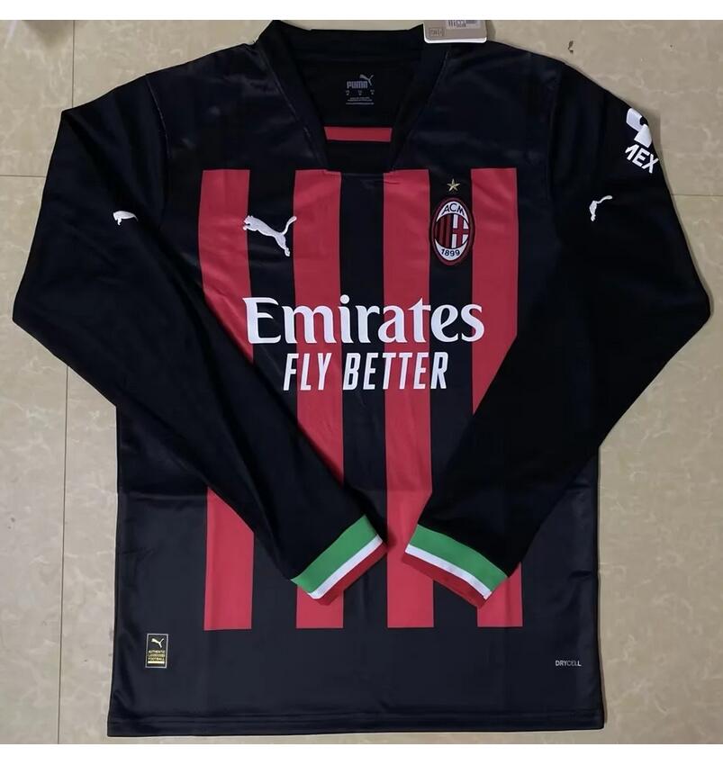 AC Milan 2022/23 Home Long Sleeved Shirt Soccer Jersey