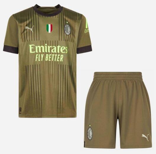 AC Milan 2022/23 Third Kids Soccer Kits Children Shirt + Shorts