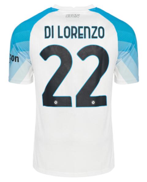 Napoli 2023/24 Face White Di Lorenzo 22 Shirt Soccer Jersey