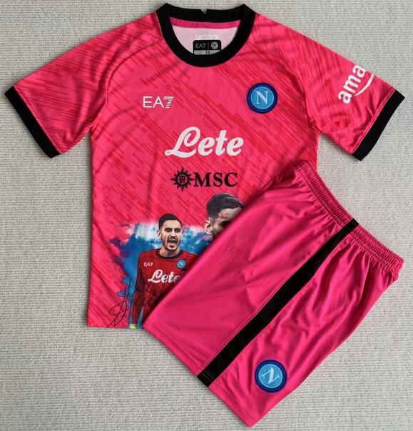 Napoli 2022/23 GK Kids Meret Face Soccer Kit Children Shirt and Shorts