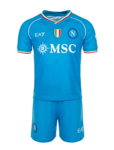 Napoli 2023/24 Home Kids Soccer Kit Children Shirt and Shorts