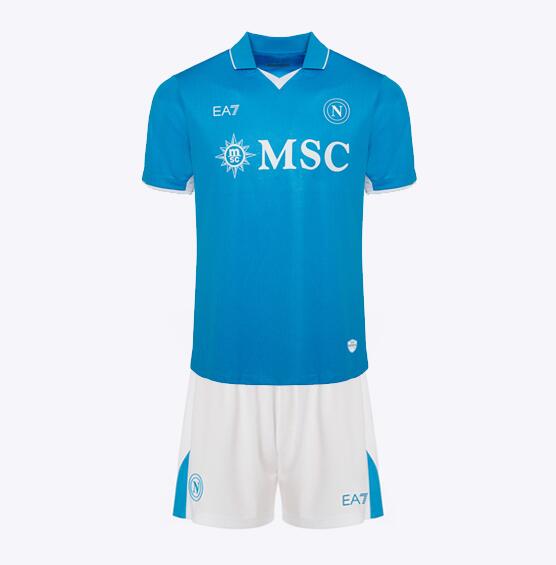 Napoli 2024/25 Home Kids Soccer Kit Children Shirt and Shorts