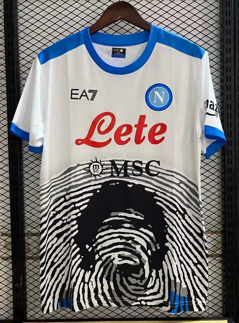 Napoli 2022/23 Souvenir Maradona White Shirt Soccer Jersey