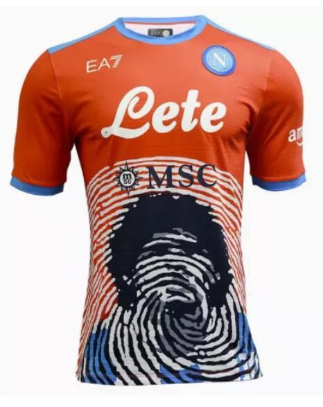 Napoli 2021/22 Maglia Gara Maradona Orange Shirt Soccer Jersey