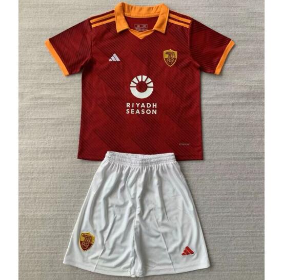 AS Roma 2023/24 Fourth Kids Soccer Jersey Kits Children Shirt And Shorts
