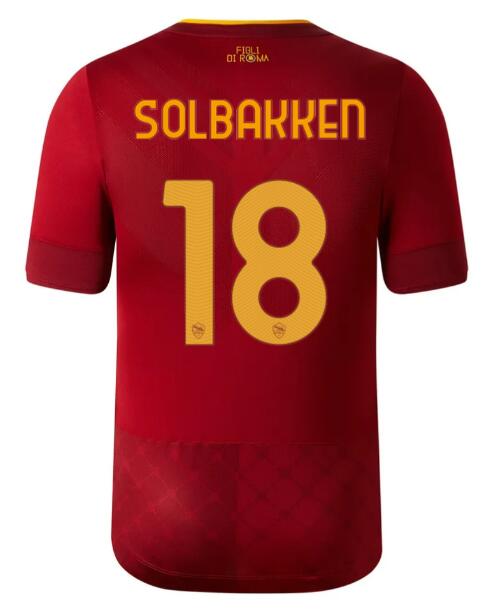Roma 2022/23 Home 18 SOLBAKKEN Shirt Soccer Jersey