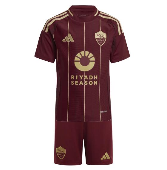 AS Roma 2024/25 Home Kids Soccer Kits Shirt And Shorts