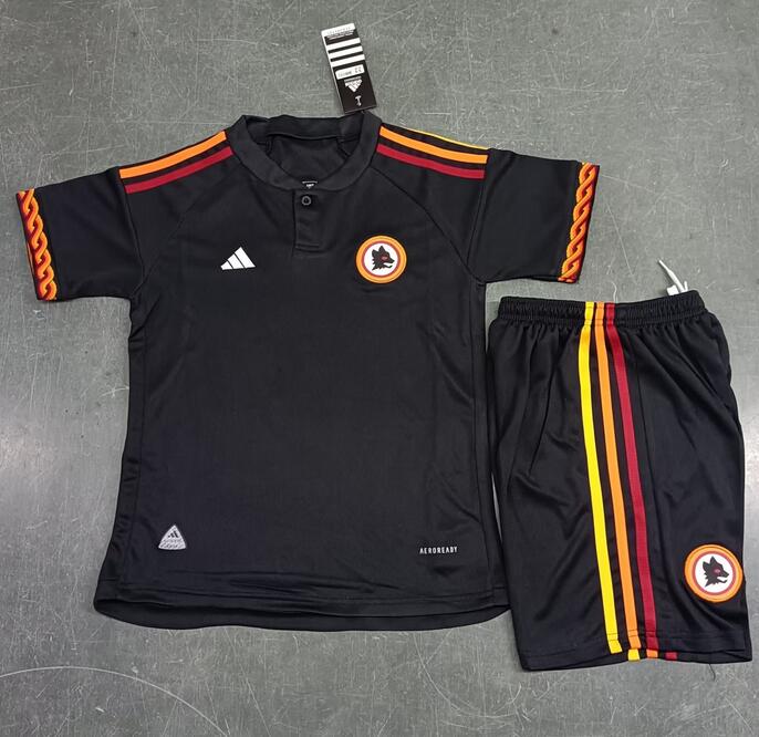AS Roma 2023/24 Third Kids Soccer Jersey Kits Children Shirt And Shorts