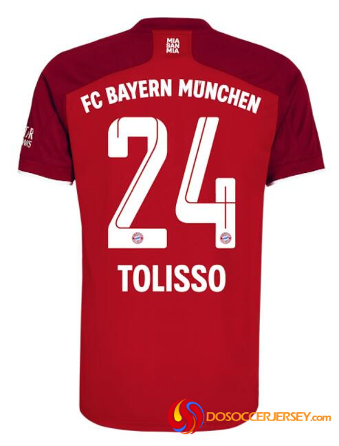Bayern Munich 2021/22 Home 24 CORENTIN TOLISSO Shirt Soccer Jersey