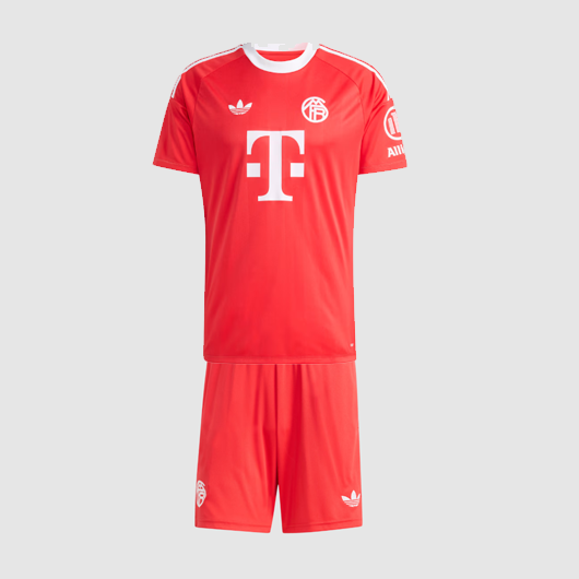 Bayern Munich 2025/26 Goalkeeper Red Kids Soccer Team Kit Children Shirt + Shorts