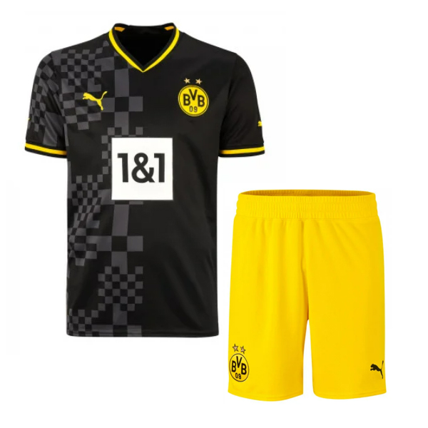 Borussia Dortmund 2022/23 Away Kids Soccer Kit Children Shirt and Shorts
