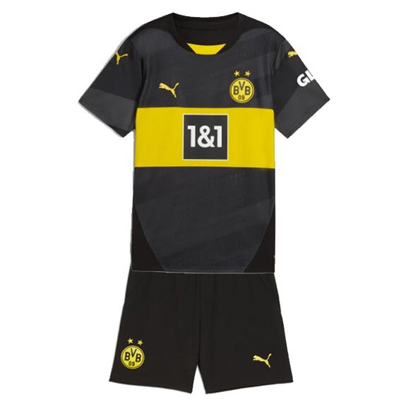Borussia Dortmund 2024/25 Away Kids Soccer Kit Children Shirt and Shorts