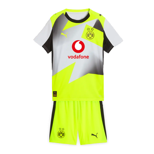 Borussia Dortmund 2025/26 Away Kids Soccer Kit Children Shirt + Shorts