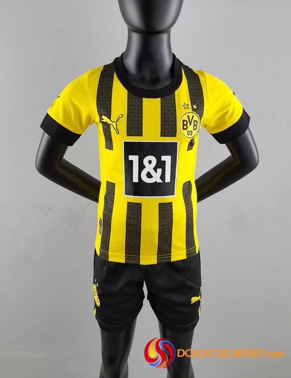 Borussia Dortmund 2022/23 Home Kids Soccer Kit Children Shirt and Shorts